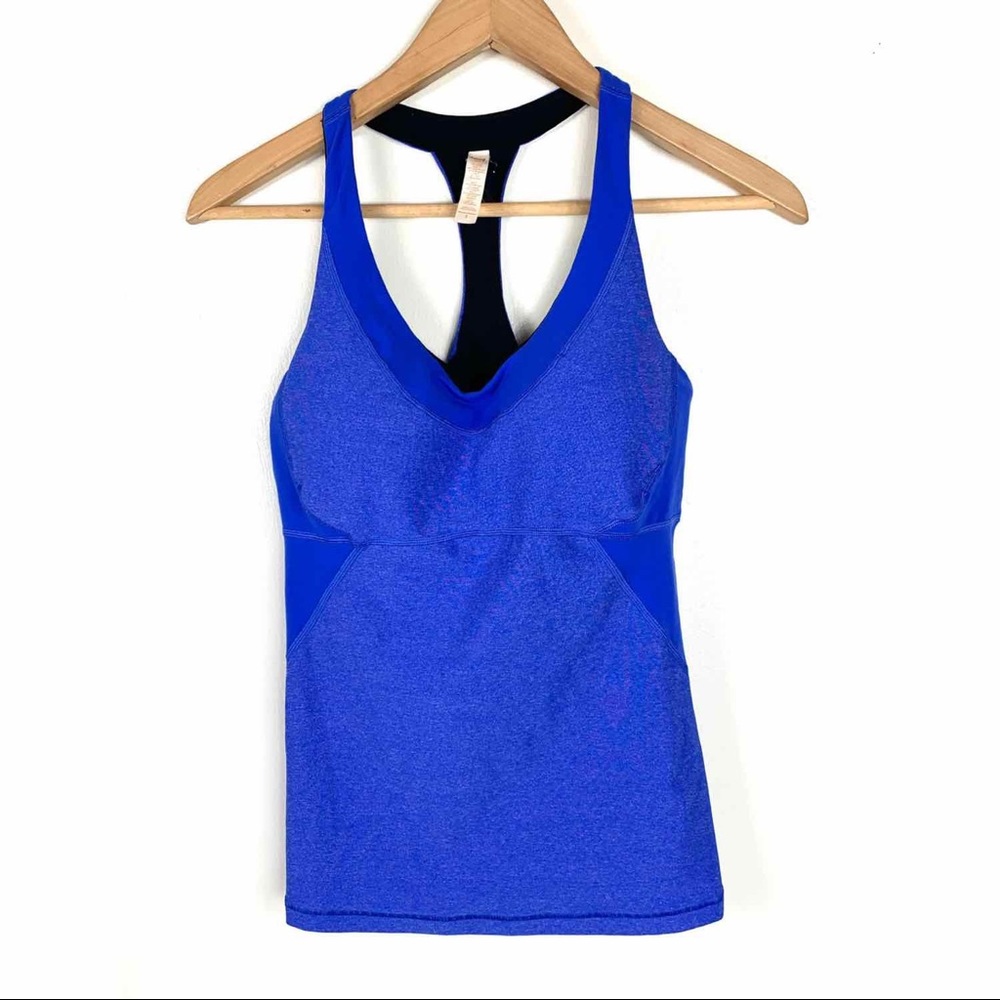 Lucy Womens Tank Top Blue Built In Bra Medium Yoga